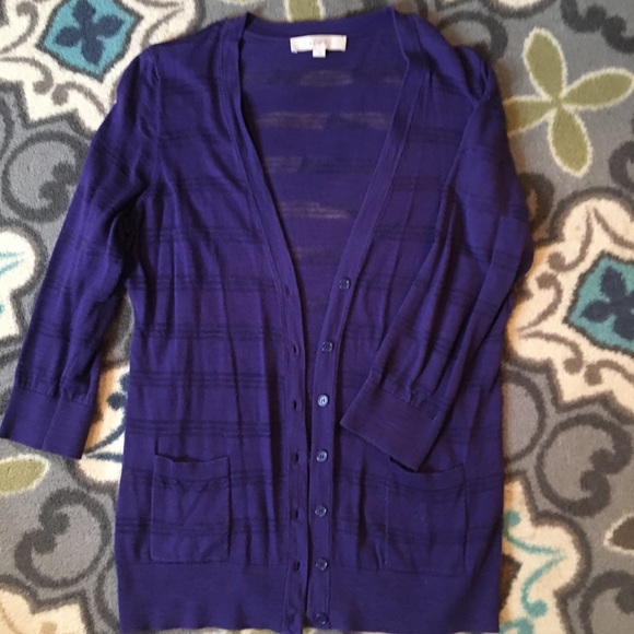LOFT Sweaters - Loft Purple/Blue 3/4 Sleeve Cardigan